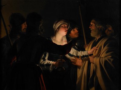 Odmowa św. Piotra, c.1623 autorstwa Gerrit van Honthorst