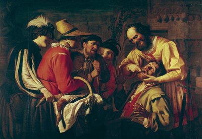 Ekstraktor Zębów (olej na płótnie) autorstwa Gerrit van Honthorst