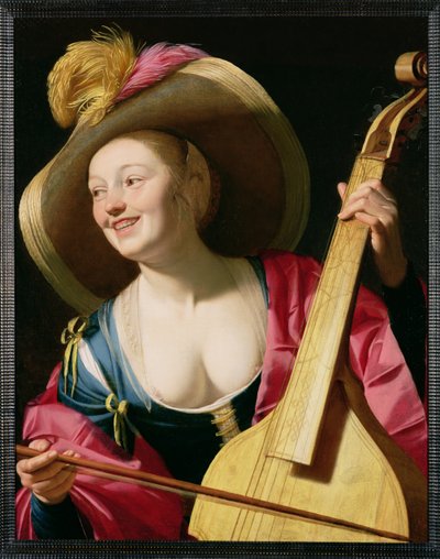 Viola-da-gamba Player (patrz także 64635) autorstwa Gerrit van Honthorst
