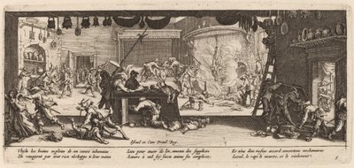 Plądrowanie dużej farmy autorstwa Gerrit van Schagen after Jacques Callot