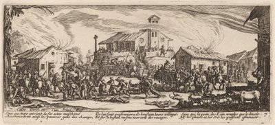 Plądrowanie i palenie wioski autorstwa Gerrit van Schagen after Jacques Callot