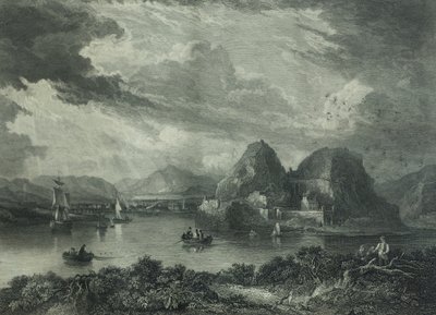Zamek Dumbarton, c.1880 (grawerowanie) autorstwa Gershom Gourlay Cumming