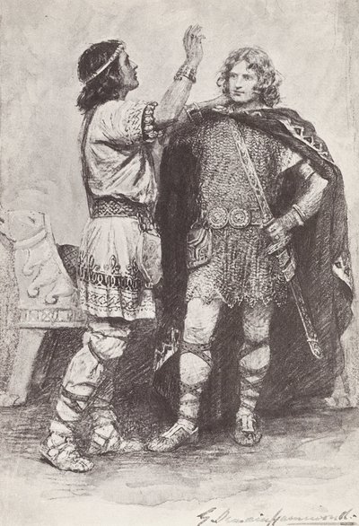 Ilustracja do książki The Story of Hereward, The Champion of England (litografia) autorstwa Gertrude E. Demain (after) Hammond