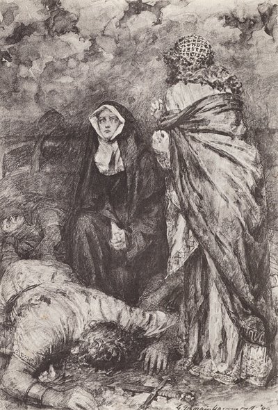 Ilustracja do książki The Story of Hereward, The Champion of England (litografia) autorstwa Gertrude E. Demain (after) Hammond