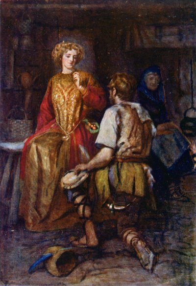 "Często z leśnych pustkowi przywiózł, których boki purpurowe były uśmiechniętą czerwienią!" (litografia kolorowa) autorstwa Gertrude E. Demain (after) Hammond