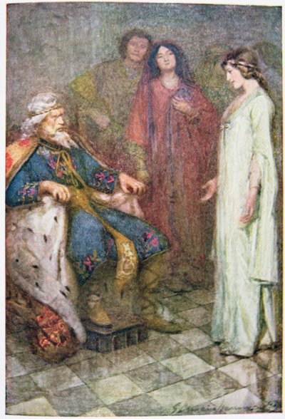 Nic, mój panie, ilustracja z „Króla Leara” w „Opowieściach z Szekspira: opowieść Thomasa Cartera” wydana ok. 1910 r. (litografia kolorowa) autorstwa Gertrude E. Demain Hammond