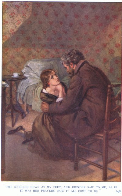 Ela se ajoelhou aos meus pés e Kiender me disse, como se fossem suas orações, como tudo veio a ser polido. autorstwa Gertrude E. Demain Hammond