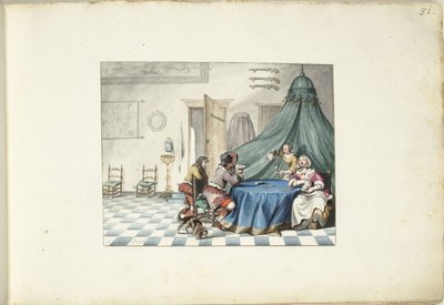 Gracze w karty we wnętrzu autorstwa Gesina ter Borch (signed by artist)