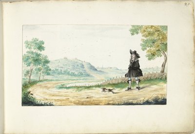 Biegnący dżentelmen na wiejskiej drodze autorstwa Gesina ter Borch (signed by artist)