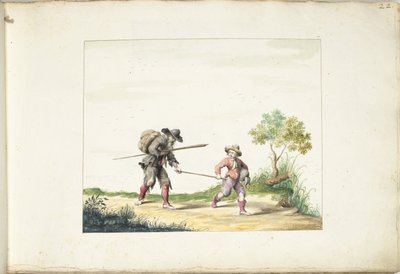 Stary ślepy żebrak prowadzony przez chłopca autorstwa Gesina ter Borch (signed by artist)