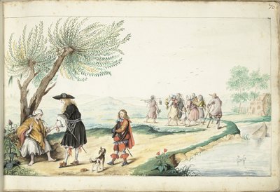 Romka czyta z ręki dżentelmena (Mojżesz?) autorstwa Gesina ter Borch (signed by artist)