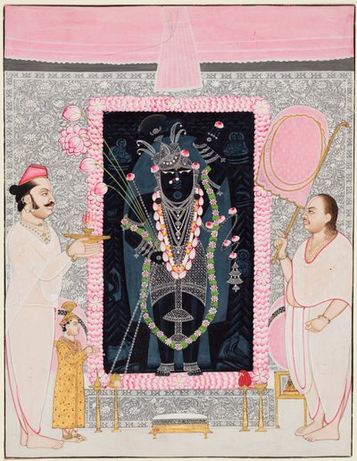 Główny Kapłan Tilakayat Govardhanlalji MKS Ofiary dla Shri Nathji podczas uroczystości... 1890 autorstwa Ghasiram Hardev Sharma