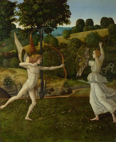 Walka miłości i czystości, między 1475 a 1500 autorstwa Gherardo di Giovanni del Fora