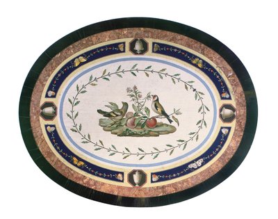 Blat mikromozaikowy, Rzym, koniec XVIII w. (mozaika, heban i drewno satynowe z oprawą ormolu) autorstwa Giacomo (attr. to) Raffaelli