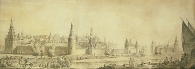 Panoramiczny widok na Kreml moskiewski pod koniec XVIII wieku, koniec lat 90. XIX wieku autorstwa Giacomo Antonio Domenico Quarenghi