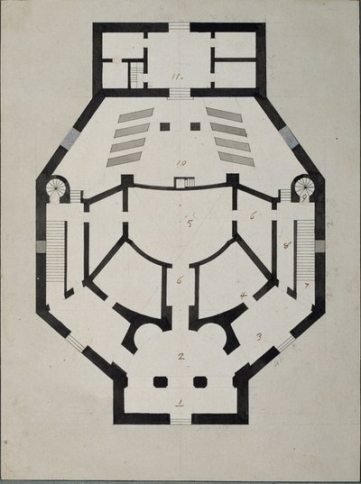 Plan piętra autorstwa Giacomo Antonio Domenico Quarenghi