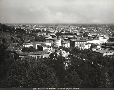 Panorama Bolonii z kilkoma fabrykami i wzgórzem. autorstwa Giacomo Brogi