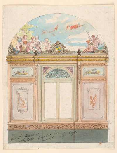 Rysunek, malowana dekoracja ścienna, 1870 r. autorstwa Giacomo Casa