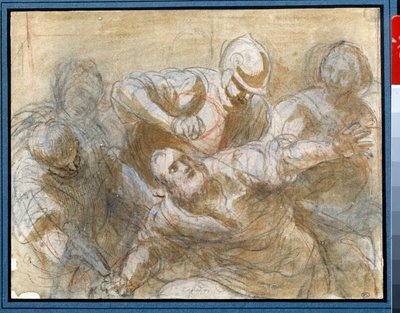 Samson uchwycony przez Filistynów Rysunek w brązowym tuszu i wash przez Giacomo Cavedone (1577-1660) Około 1614 r. nd. 0,20 x 0,27m Paryż. Muzeum w Luwrze autorstwa Giacomo Cavedone