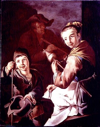 Prządka (olej na płótnie) autorstwa Giacomo Francesco Cipper
