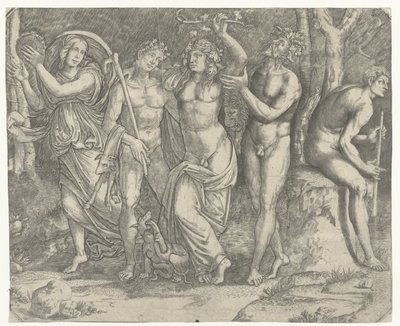 Bachus i bachantki i meander z tamburynem autorstwa Giacomo Francia
