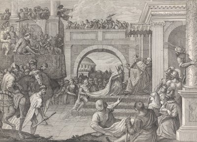 Doge Enrico Dandolo koronuje Baldovino na pierwszego cesarza Imperium Łacińskiego Konstan..., 1745-94. autorstwa Giacomo Leonardis
