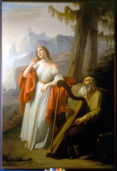 Ossian śpiewa Malwinie wyczyny Carthoon. Obraz Giacomo Trecourt autorstwa Giacomo Trecourt