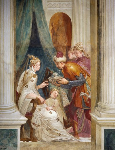 Sophonisba otrzymuje truciznę w obecności dziecka autorstwa Giambattista Zelotti