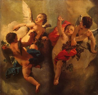 Amorki z winogronami. Seria Cztery pory roku, lata czterdzieste XVIII wieku. autorstwa Giambattista Tiepolo