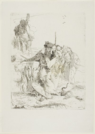 Sześć osób oglądających węża, z Scherzi autorstwa Giambattista Tiepolo