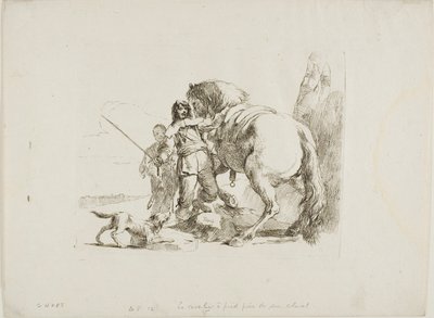 Jeździec stojący przy koniu, z Capricci autorstwa Giambattista Tiepolo