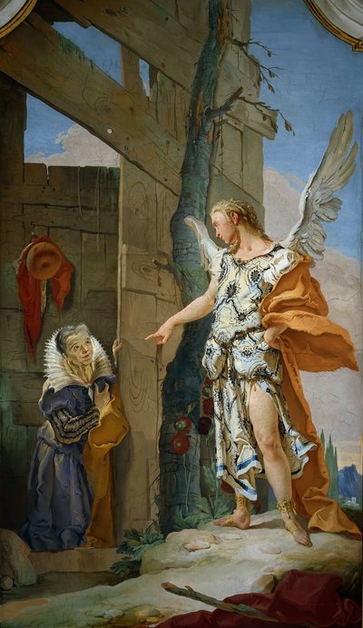 Pojawienie się anioła przed Sarą ok. 1728 r. autorstwa Giambattista Tiepolo