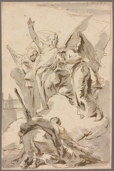 Trzech aniołów ukazujących się Abrahamowi autorstwa Giambattista Tiepolo