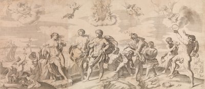 Bachus z towarzyszami odkrywający Ariadnę na wyspie Naxos, według Reni, 165..., 1650-80. autorstwa Gian Battista Bolognini