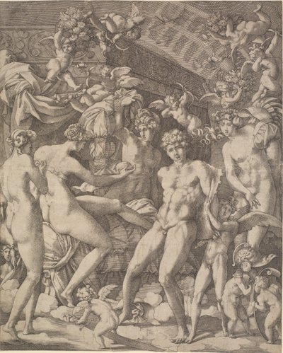 Wenus i Mars z amorkami i trzema łaskami autorstwa Gian Jacopo Caraglio