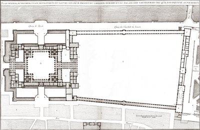 Ogólny plan zgodny z projektem Bernina dla Luwru i Tuileries w „Architekturze Francoise” autorstwa Jacques-Francois Blondela autorstwa Gian Lorenzo (after) Bernini