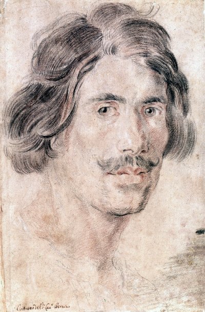 Autoportret Gian Lorenzo Berniniego (Bernin) (1598 - 1680), włoskiego rzeźbiarza, malarza i architekta. Wydział Grafiki Narodowej i Rysunków, Rzym. autorstwa Gian Lorenzo Bernini