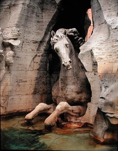 Fontanna Czterech Rzek, fragment konia autorstwa Gian Lorenzo Bernini