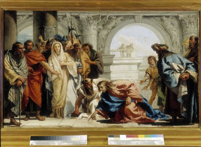 Chrystus i cudzołożnica (olej na płótnie) autorstwa Giovanni Domenico Tiepolo