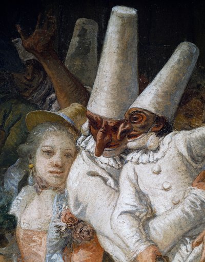 Pulcinella i Akrobaci, detal autorstwa Giandomenico  Tiepolo