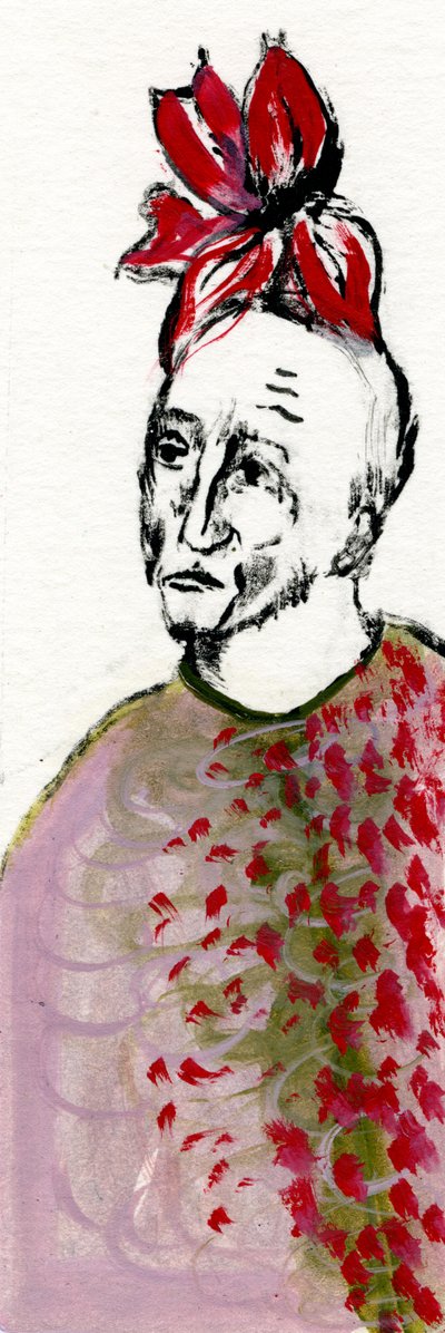 Stałem się Czerwonym Kwiatem, 2017, (olej na papierze) autorstwa Gigi Sudbury