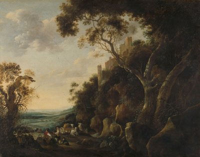 Krajobraz z pasterzami autorstwa Gijsbert Gillisz de Hondecoeter