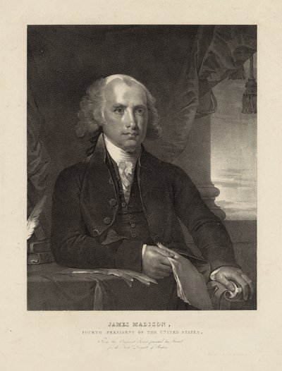 James Madison, Czwarty Prezydent Stanów Zjednoczonych, c.1828 (lito) autorstwa Gilbert (after) Stuart