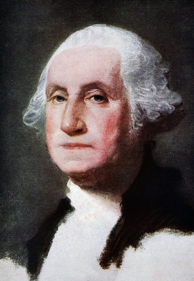 George Washington, reprodukowane w "The Outline of History: being a plain history of life and mankind" przez H.G. Wells, Londyn autorstwa Gilbert Stuart