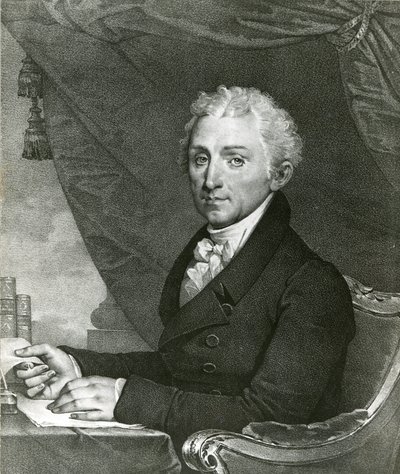 James Monroe, 5. Prezydent Stanów Zjednoczonych (b/w litho) autorstwa Gilbert Stuart