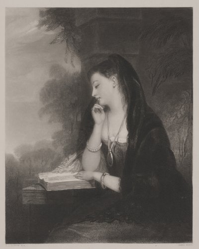 Zamyślony (akwatinta) autorstwa Gilbert Stuart Newton