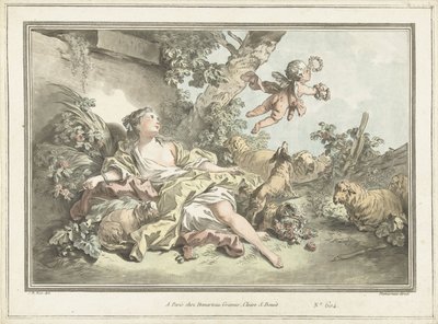 Pasterka z latającym Amor autorstwa Gilles Antoine Demarteau