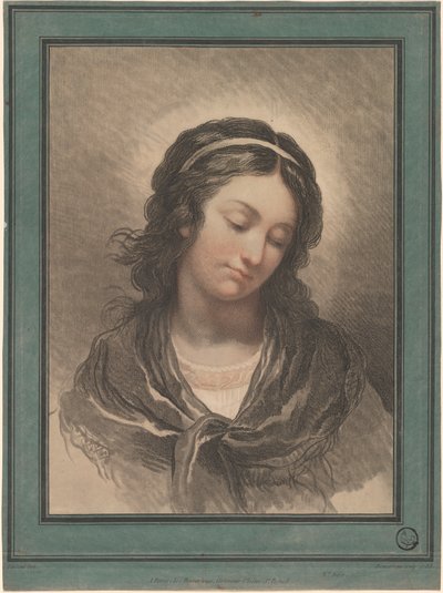 Głowa kobiety patrzącej w dół autorstwa Gilles Antoine Demarteau after François André Vincent