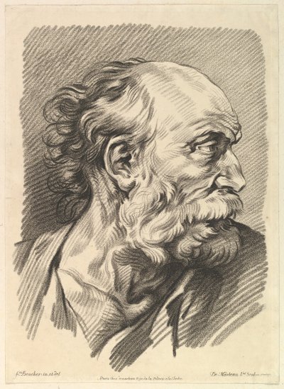 Głowa mężczyzny, połowa XVIII wieku. autorstwa Gilles Demarteau