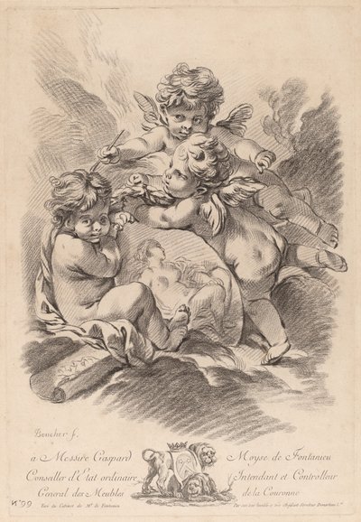 Alegoria Malarstwa z Trzema Aniołkami (99) autorstwa Gilles Demarteau the Elder after François Boucher